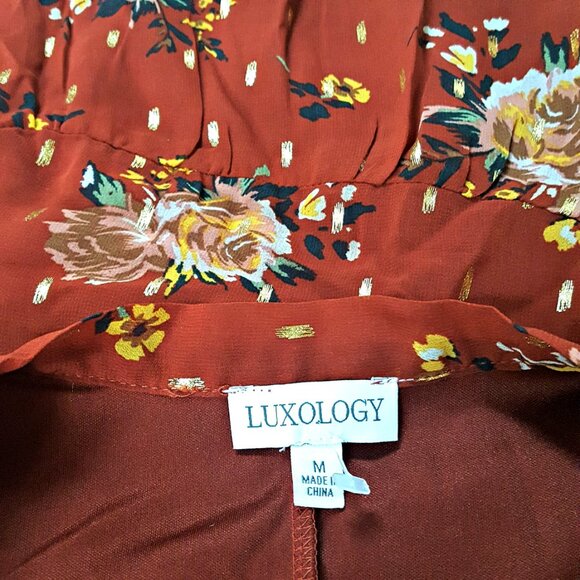 NWT! LUXOLOGY Boho FLORAL DRESS SZ M - Picture 2 of 5